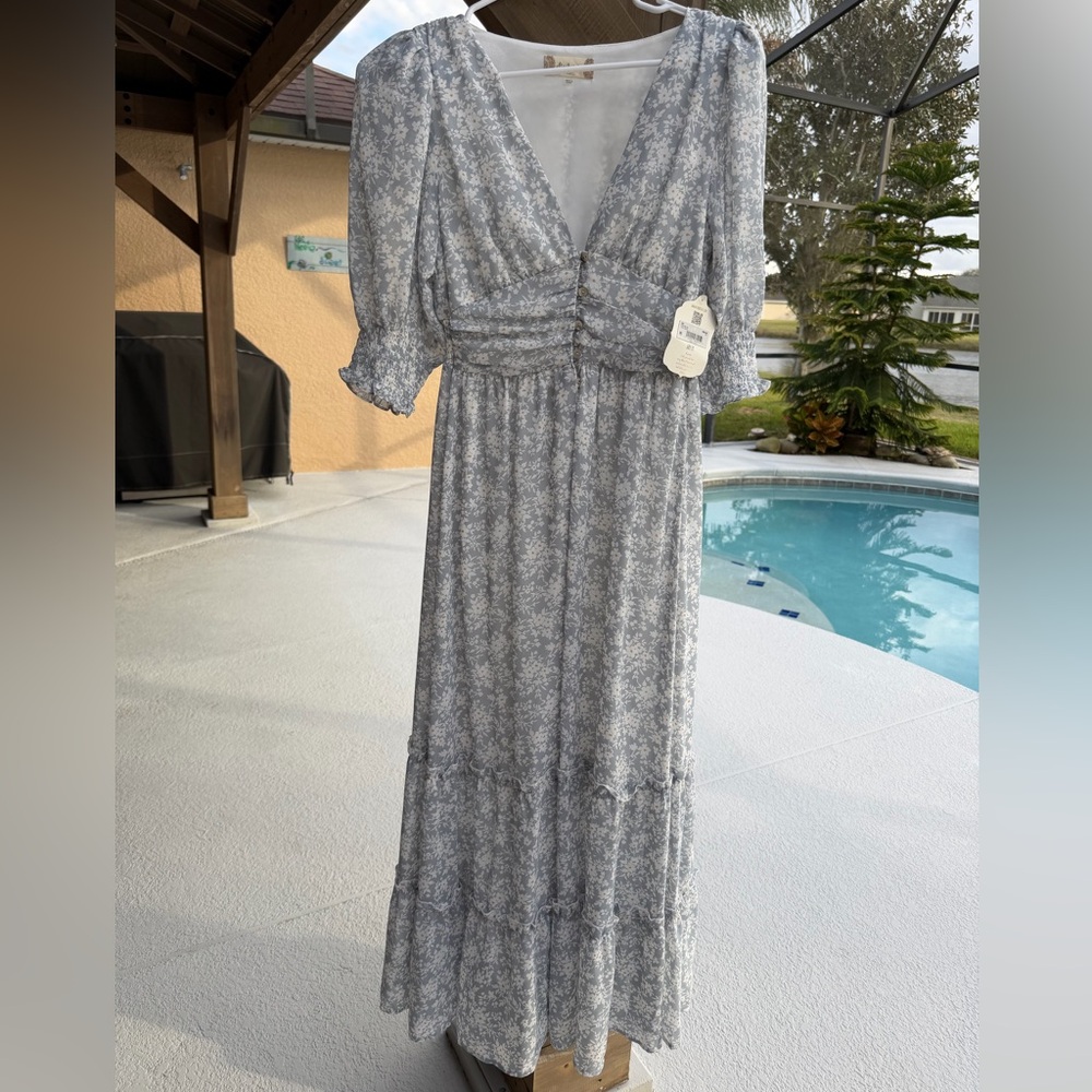 Altar'd State light blue Floral Long Sleeve Dress